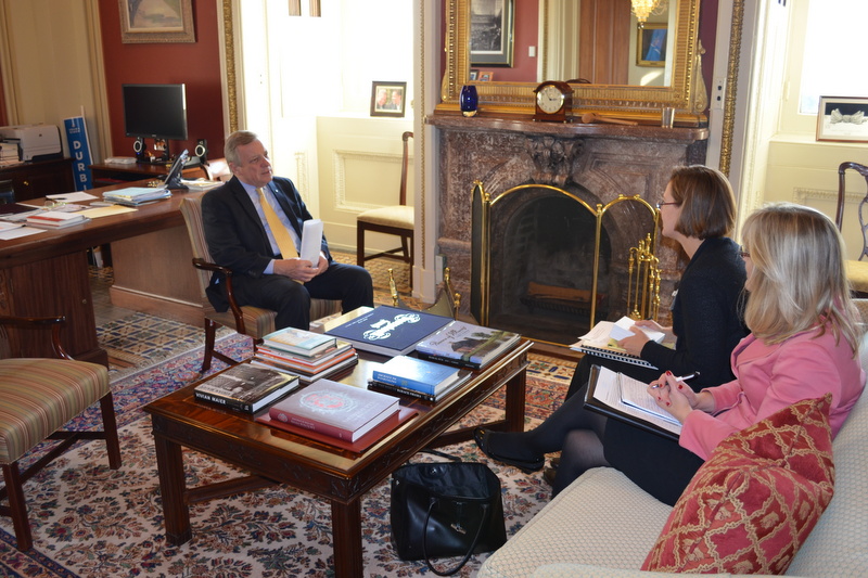 U.S. Senator Dick Durbin (D-IL) met with the Greater Chicago Food Depository CEO Kate Maehr to discuss the Farm Bill, SNAP and other hunger issues.